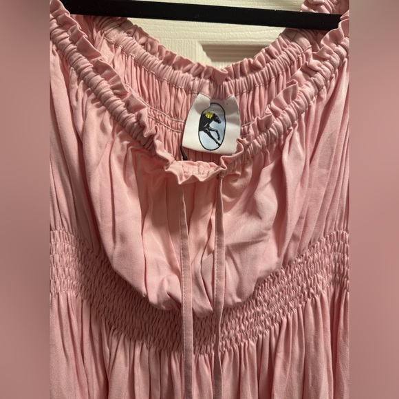 Sleeper - Juliette Shirred Asymmetric Dress - Pink - Size S - NWT - Picture 9 of 14